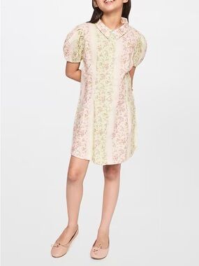 Girls Dress Vintage Woven Linen Ditsy Floral Fairy Cottagecore Prairie Puffy AND